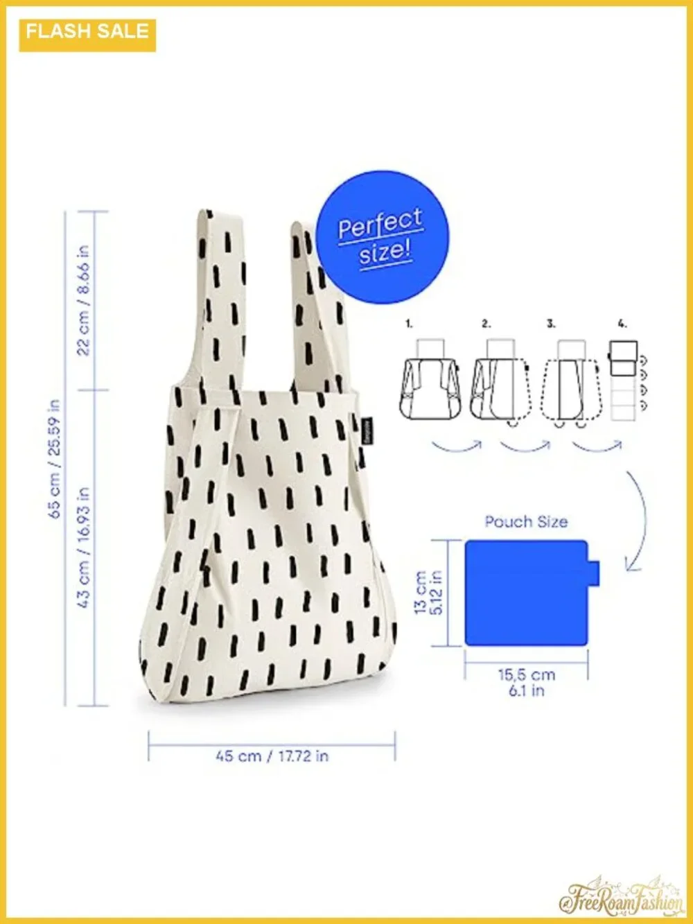 2-in-1 Foldable Tote & Backpack, Cotton & Rip-Stop Nylon, Water Resistant
